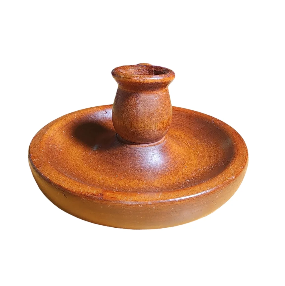 Ma Leck Of Wingate N.C. Vintage Brown Stained‎ Wood Colonial Style Candle Holder